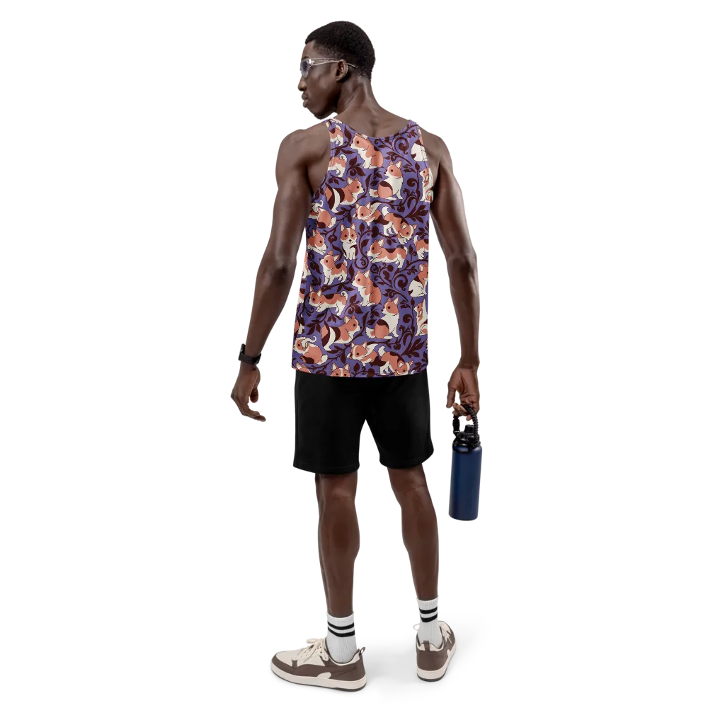 Corgi Damask on Men's Tank Top — Back