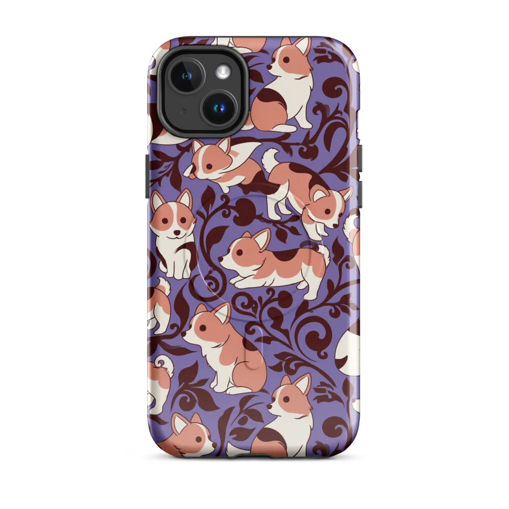 Corgi Damask on MagSafe Tough Case for iPhone® — Front