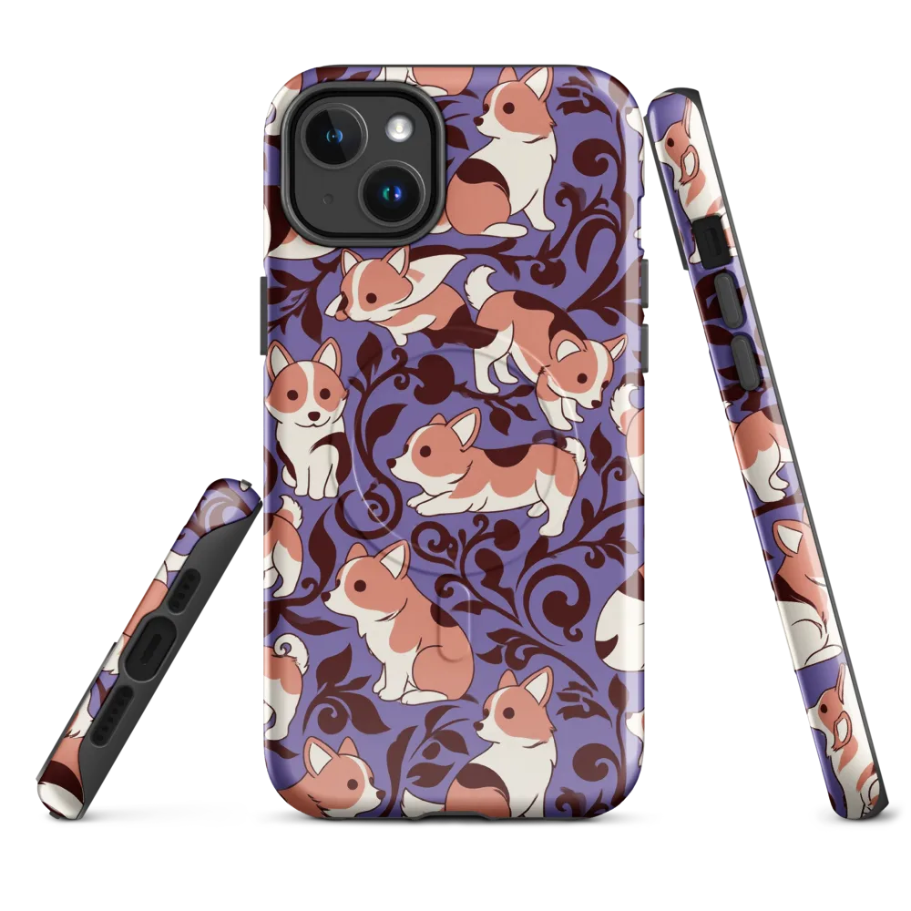 Corgi Damask on MagSafe Tough Case for iPhone® — Front