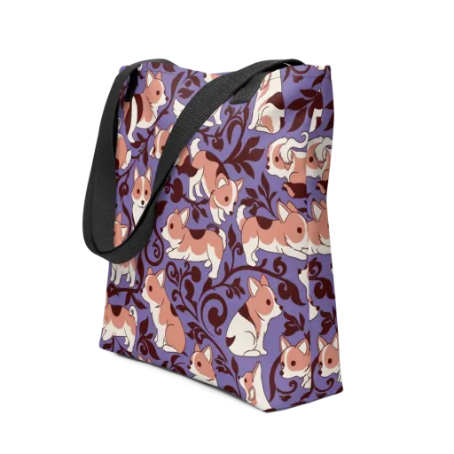 Corgi Damask on a Tote Bag