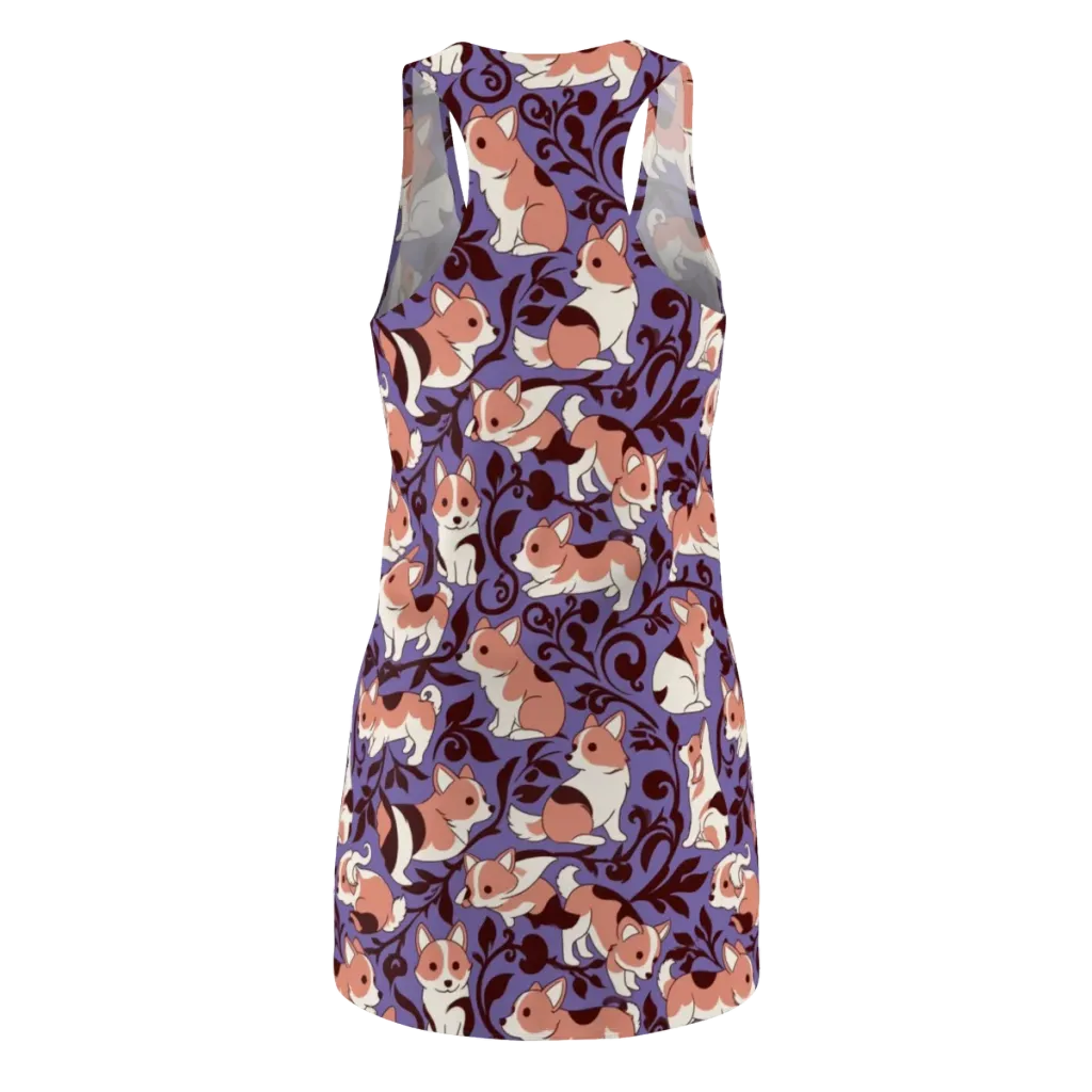 Corgi Damask on Racerback Dress — Back
