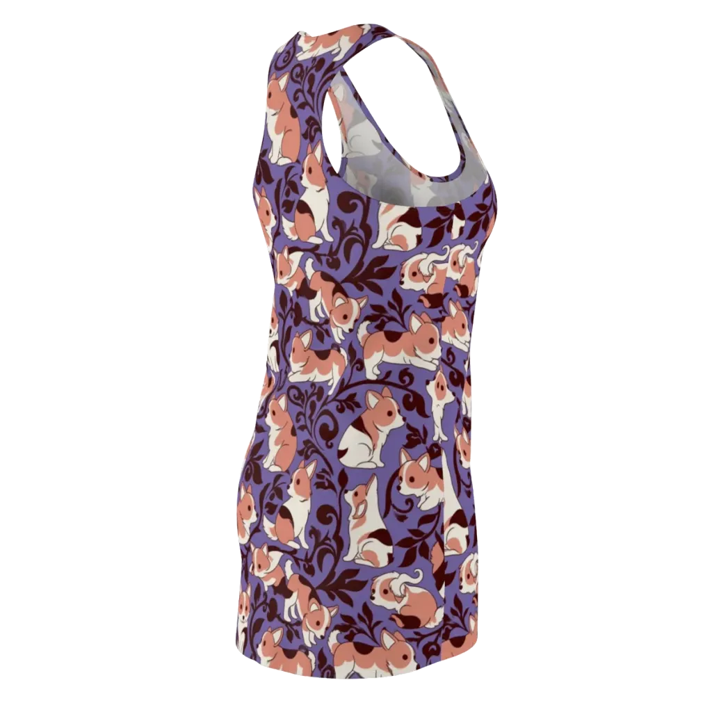 Corgi Damask on Racerback Dress — Back Side