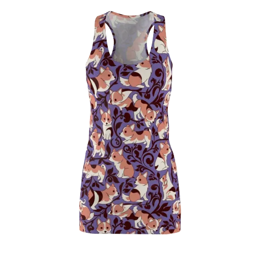 Corgi Damask on a Racerback Dress