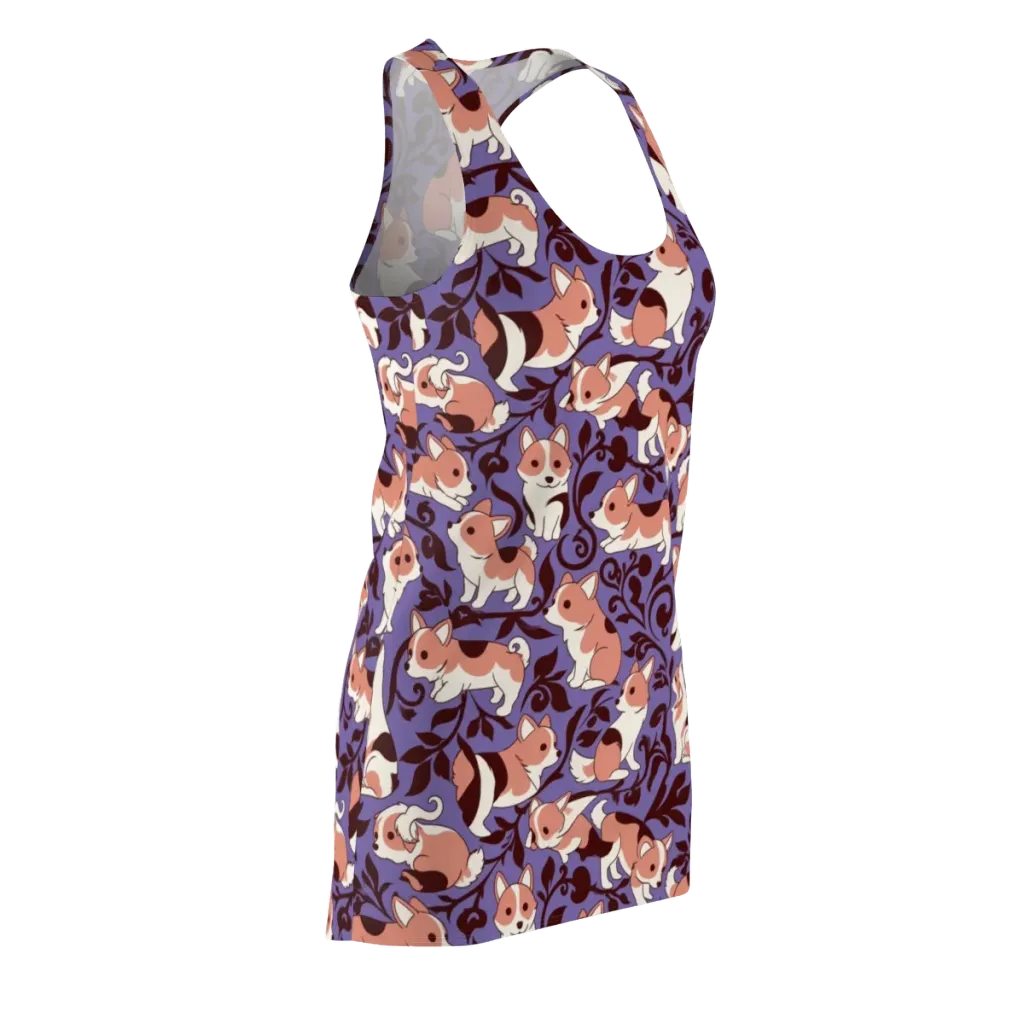 Corgi Damask on Racerback Dress — Front Side