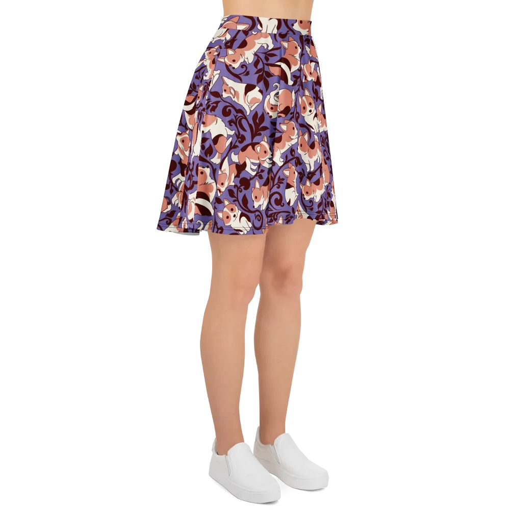 Corgi Damask on Skater Skirt — Right