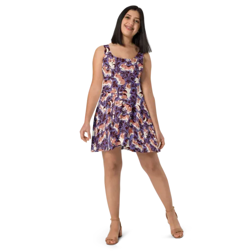 Corgi Damask on a Skater Dress