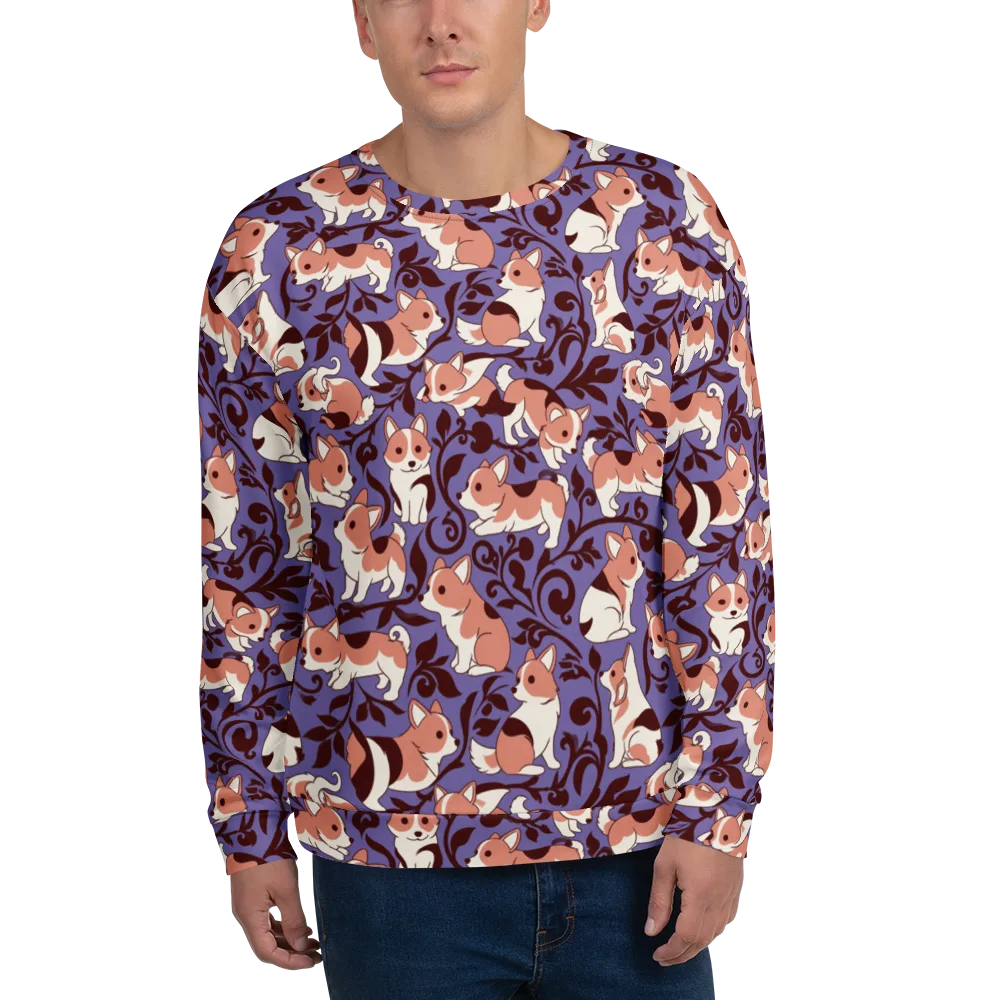 Corgi Damask on Sweatshirt — Front