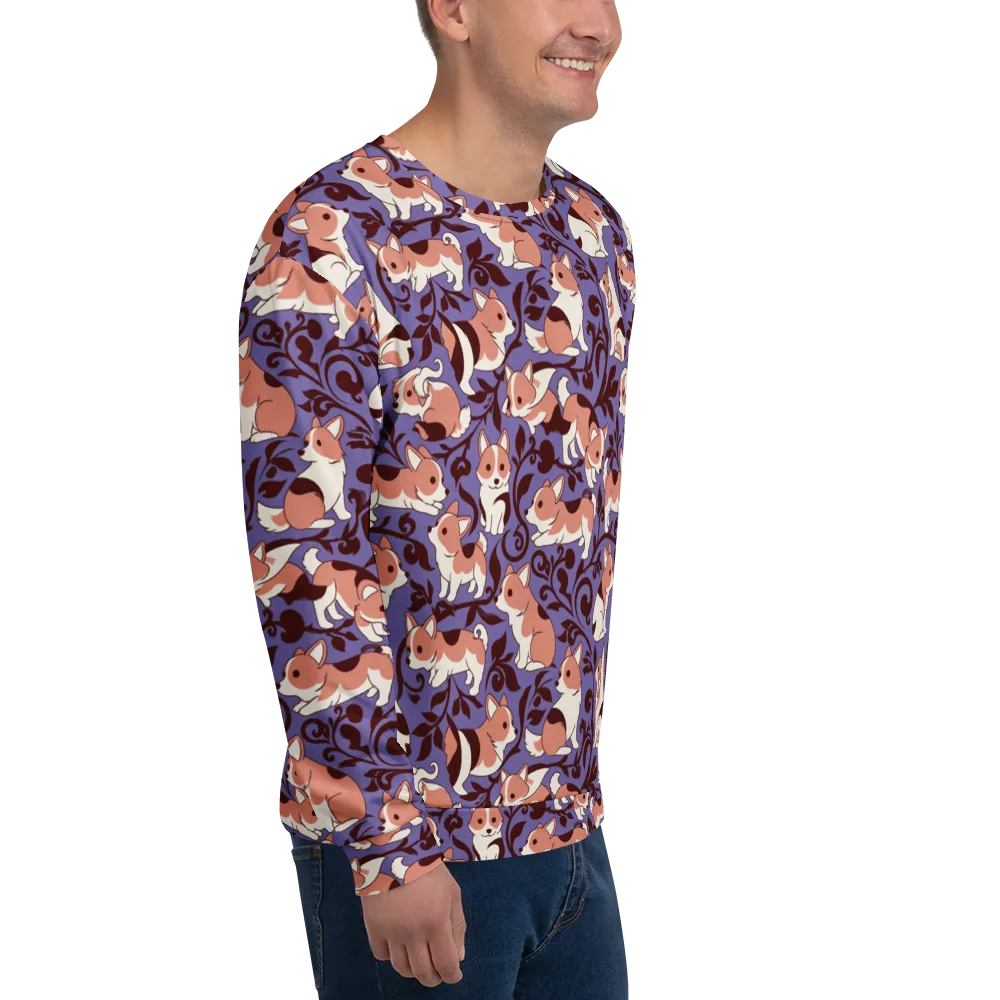 Corgi Damask on Sweatshirt — Right Front