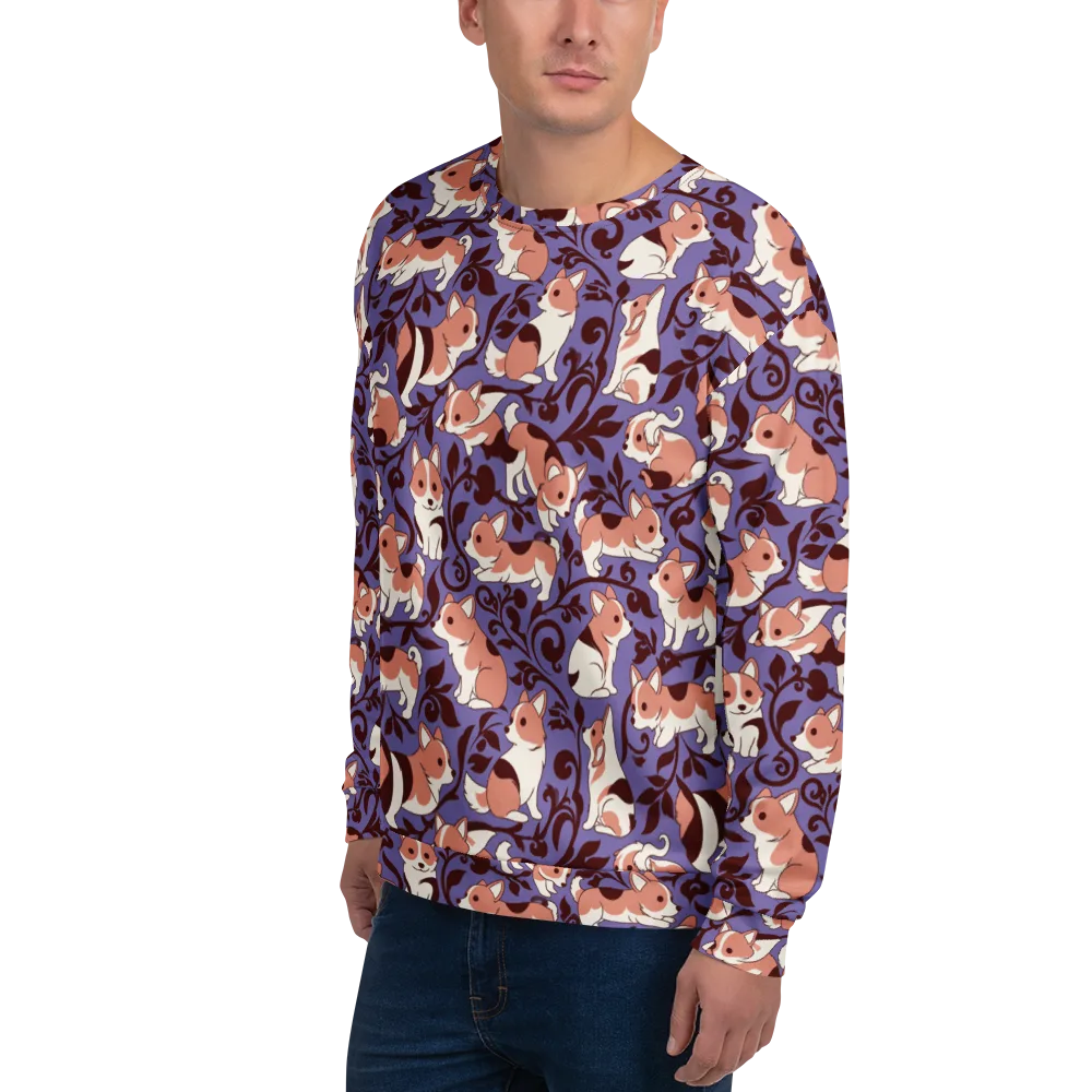 Corgi Damask on Sweatshirt — Left Front