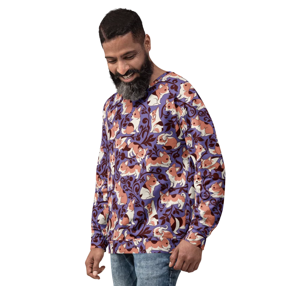 Corgi Damask on Sweatshirt — Left Front