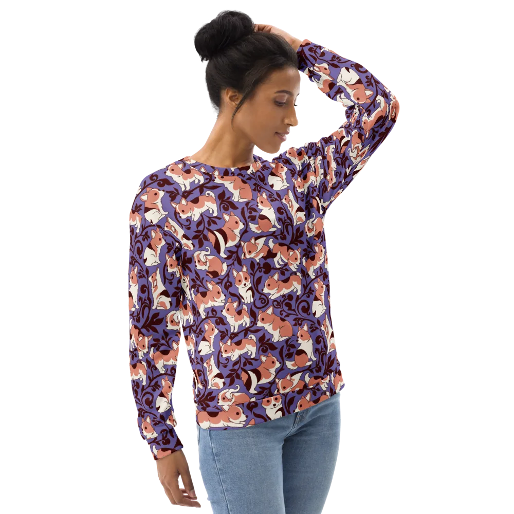 Corgi Damask on Sweatshirt — Right Front