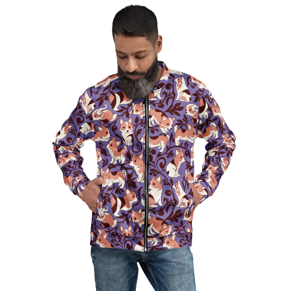 Corgi Damask on Bomber Jacket — Front