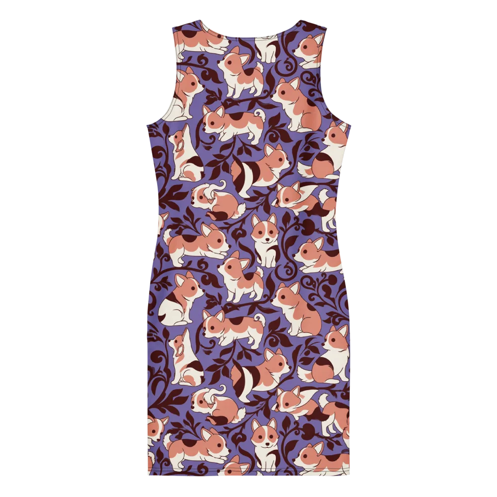 Corgi Damask on Bodycon Dress — Back