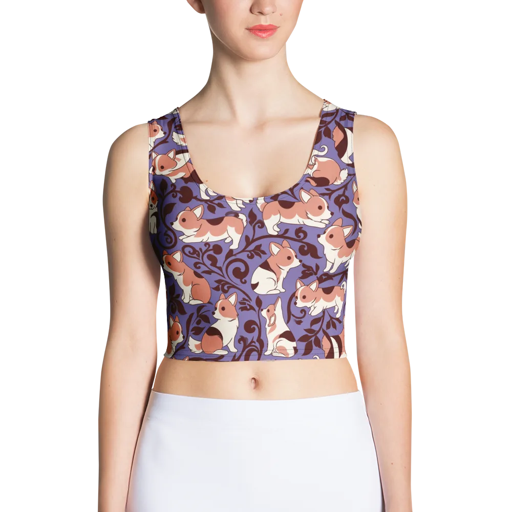 Corgi Damask on Crop Top — Front