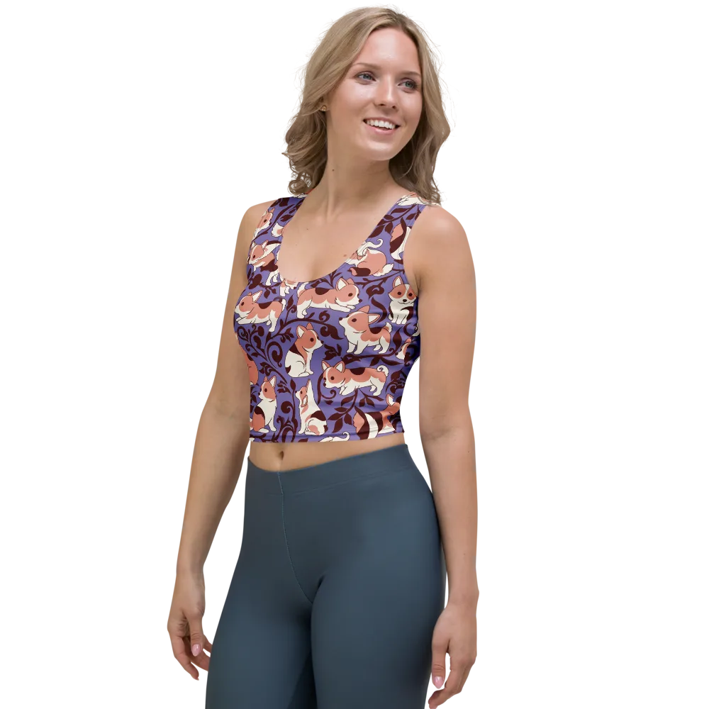 Corgi Damask on Crop Top — Left Front