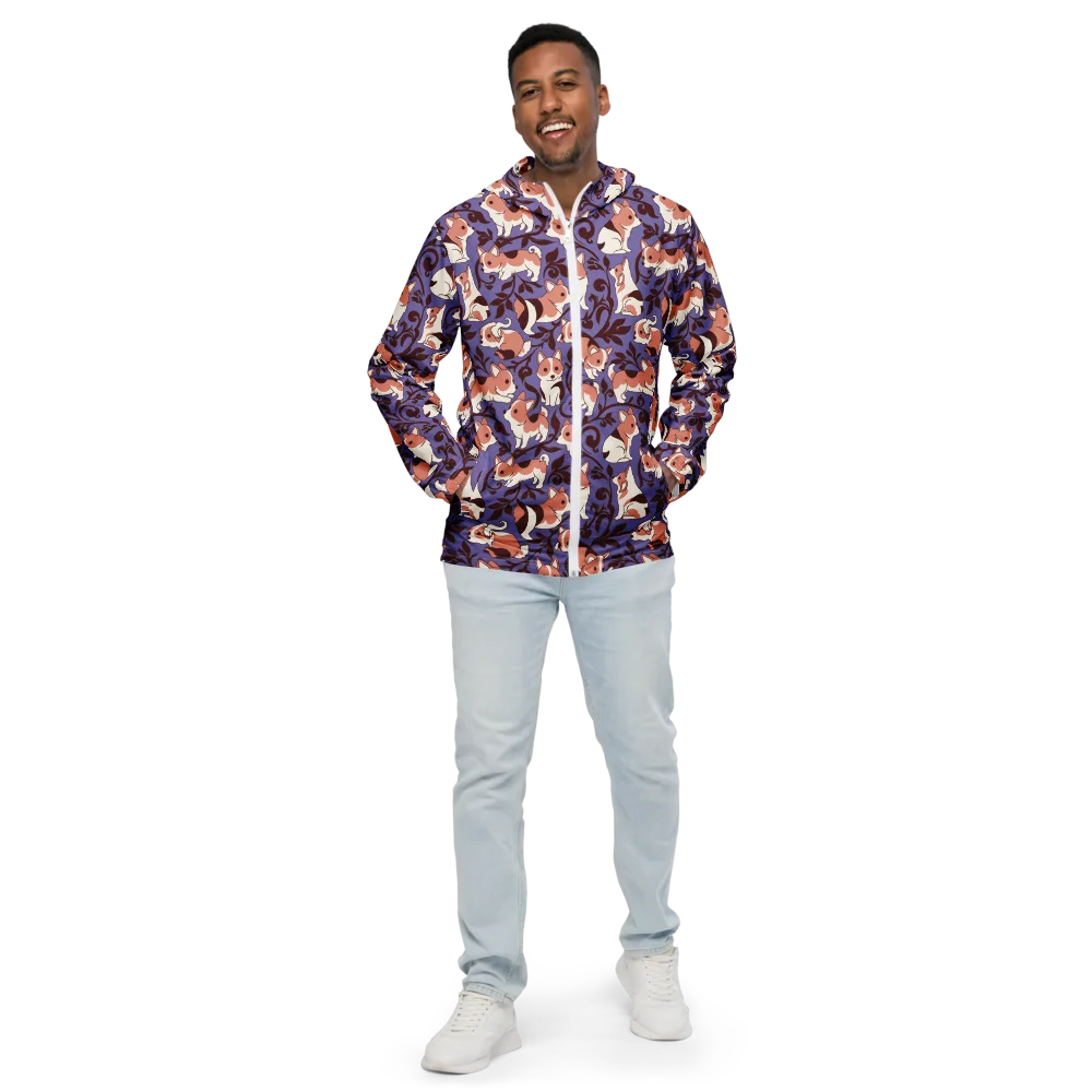 Corgi Damask on Men's Windbreaker — Front