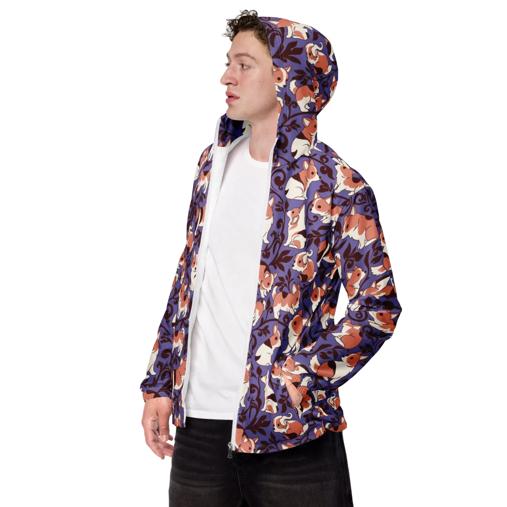 Corgi Damask on Men's Windbreaker — Left Front