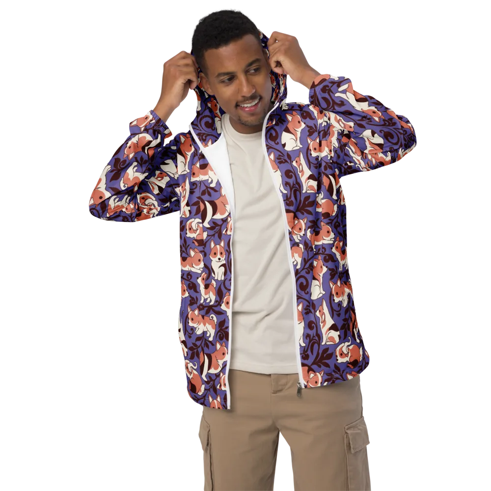 Corgi Damask on Men's Windbreaker — Front