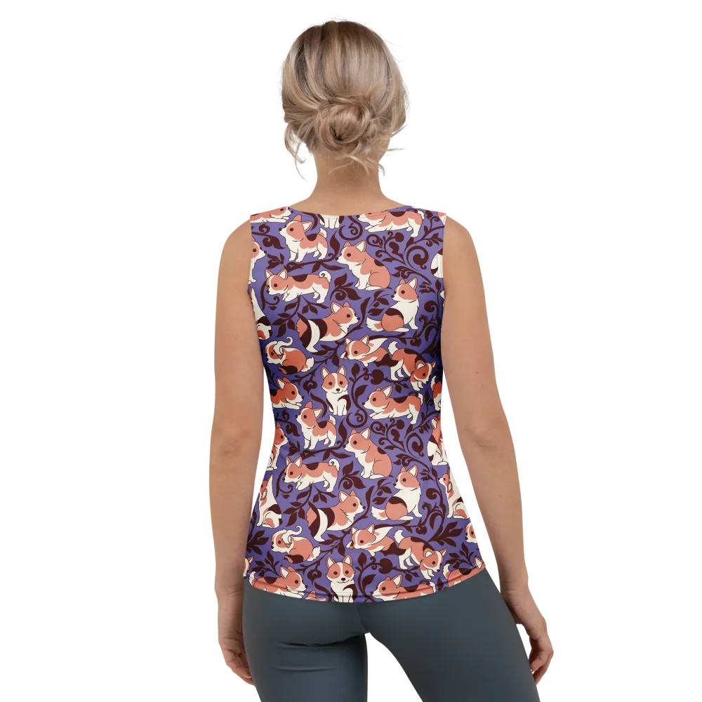 Corgi Damask on Women's Tank Top — Back