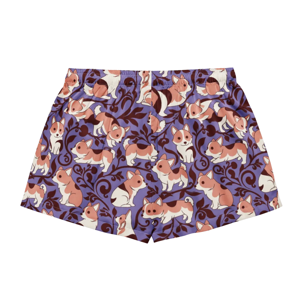 Corgi Damask on Women's Pajama Shorts — Back