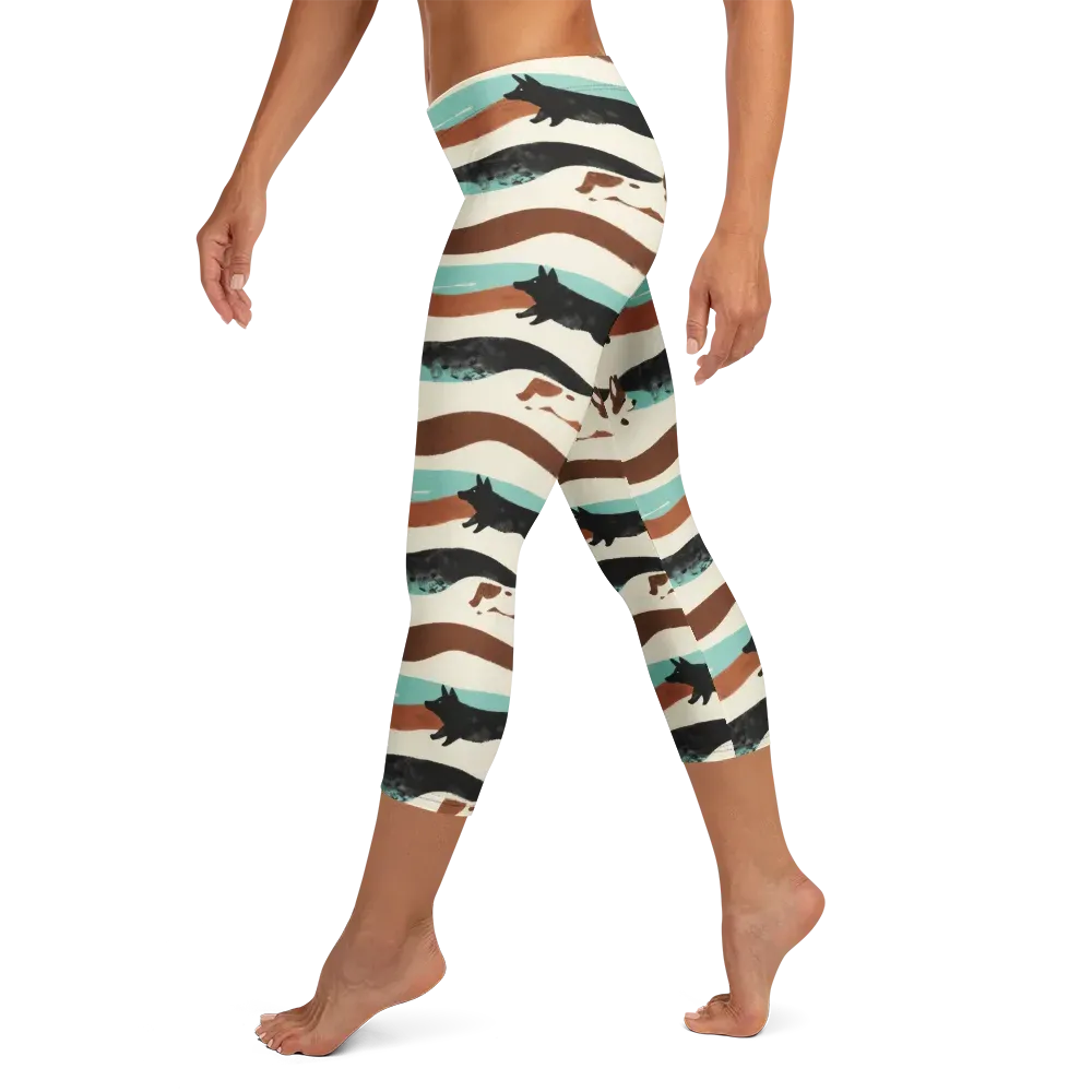 Canine Current on Capri Leggings — Left