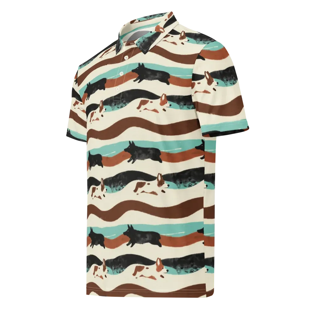 Canine Current on Men's Slim Fit Polo Shirt — Left Front