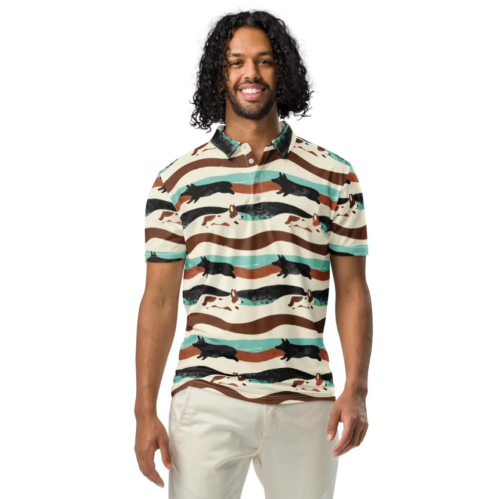 Canine Current on Men's Slim Fit Polo Shirt — Front