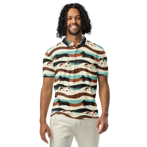 Canine Current on a Men's Slim Fit Polo Shirt