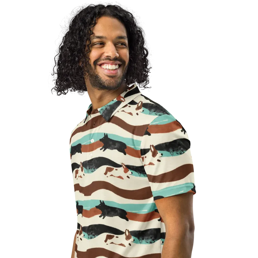 Canine Current on Men's Slim Fit Polo Shirt — Left Front