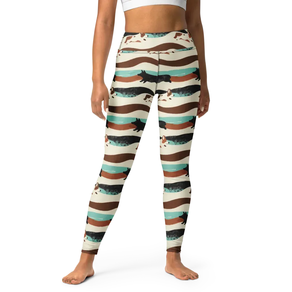 Canine Current on Yoga Leggings — Front