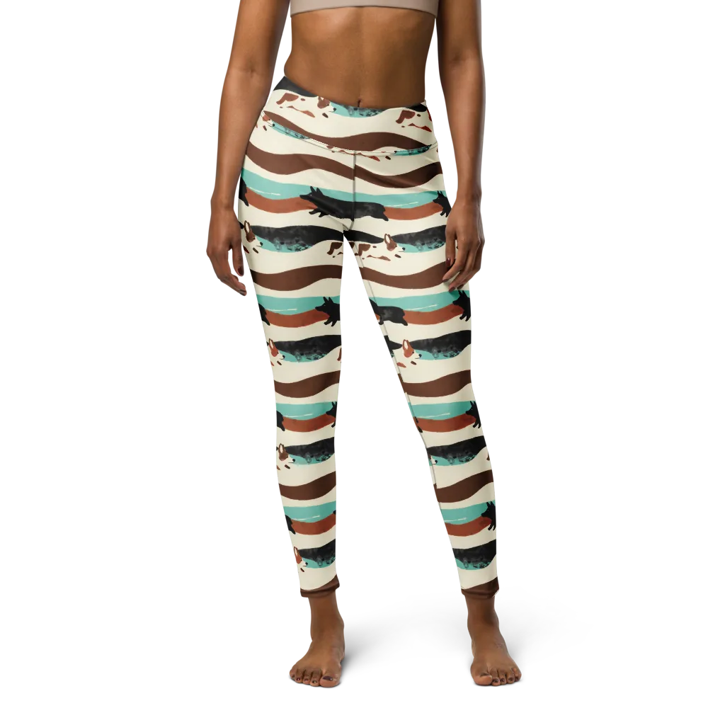 Canine Current on Yoga Leggings — Front