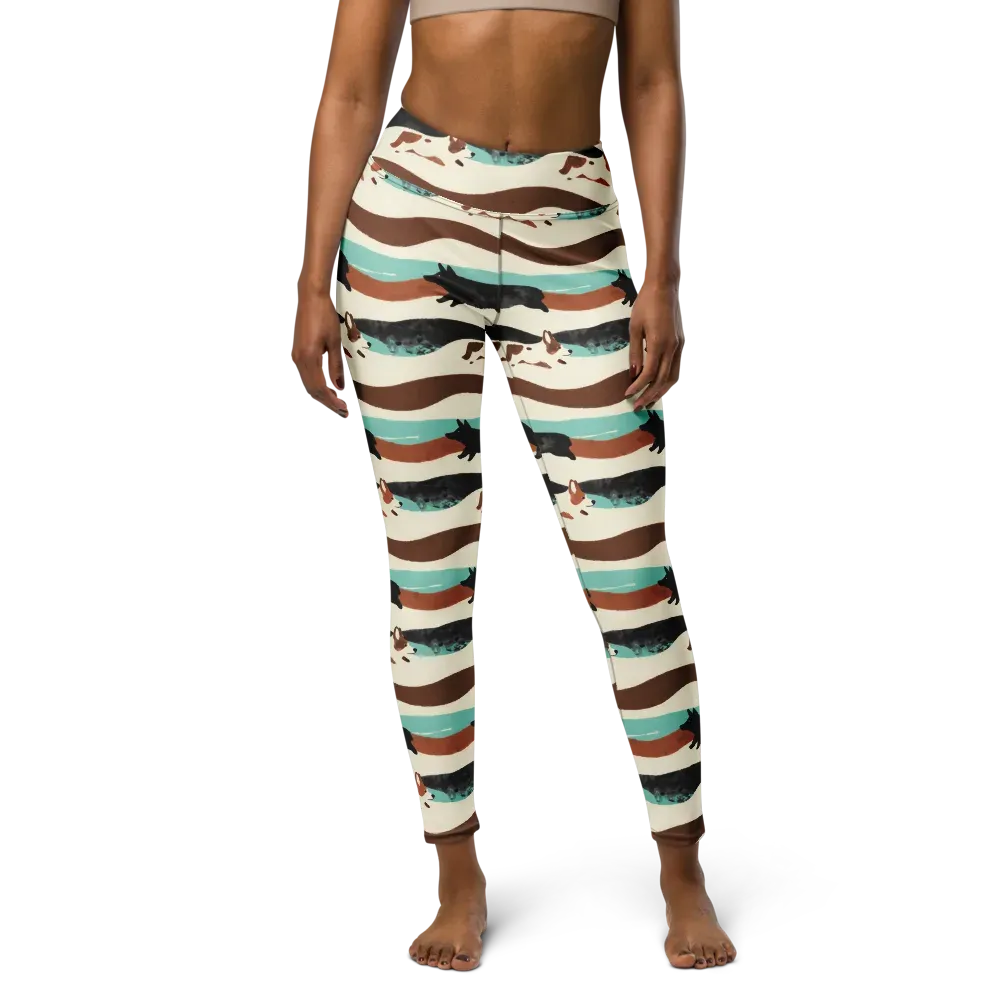 Canine Current on Yoga Leggings — Front