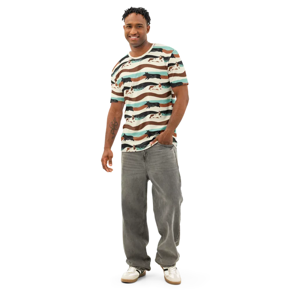 Canine Current on Men's Cotton Crew Neck T-Shirt — Front
