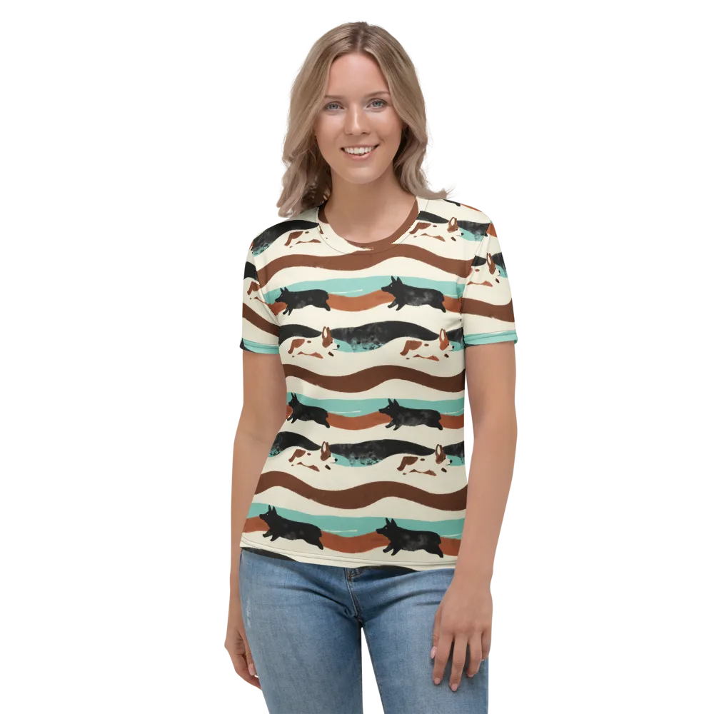 Canine Current on Women's Crew Neck T-Shirt — Front