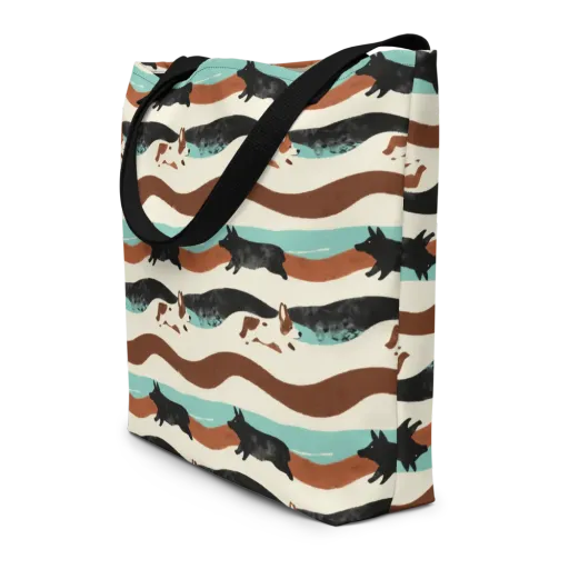Canine Current on a Large Tote Bag W/ Pocket