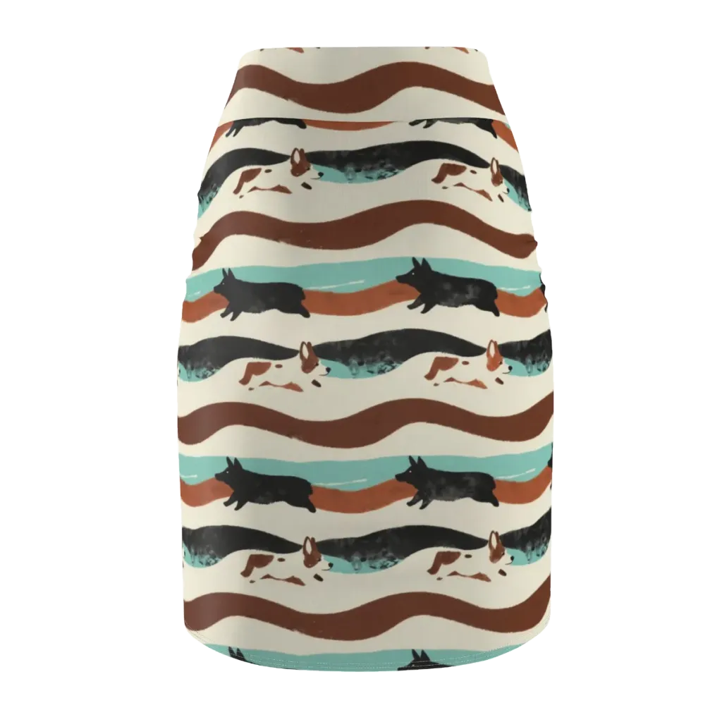 Canine Current on Pencil Skirt — Back