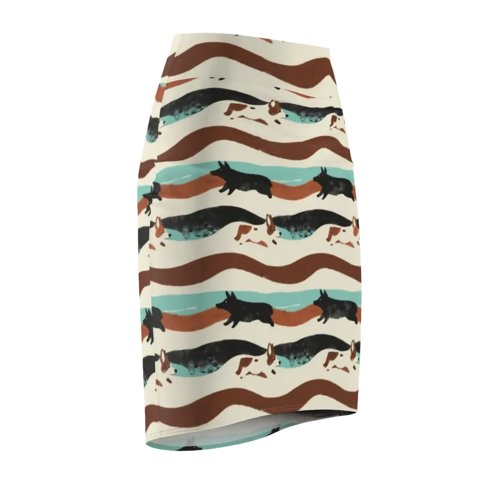 Canine Current on Pencil Skirt — Front Side