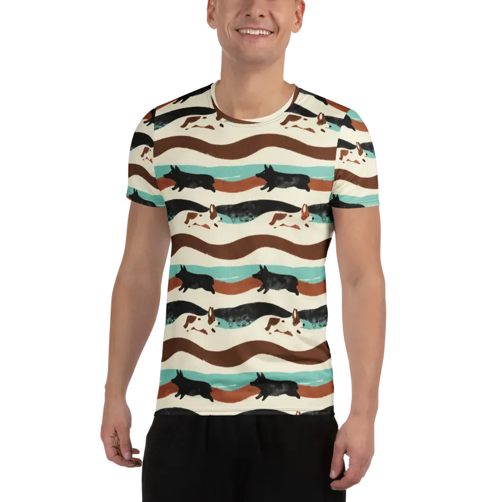 Canine Current on Men's Athletic T-Shirt — Front