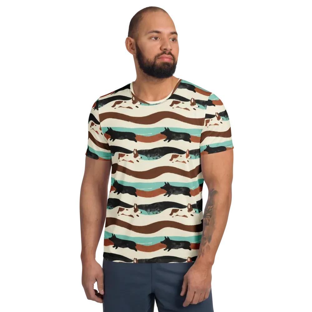 Canine Current on Men's Athletic T-Shirt — Front