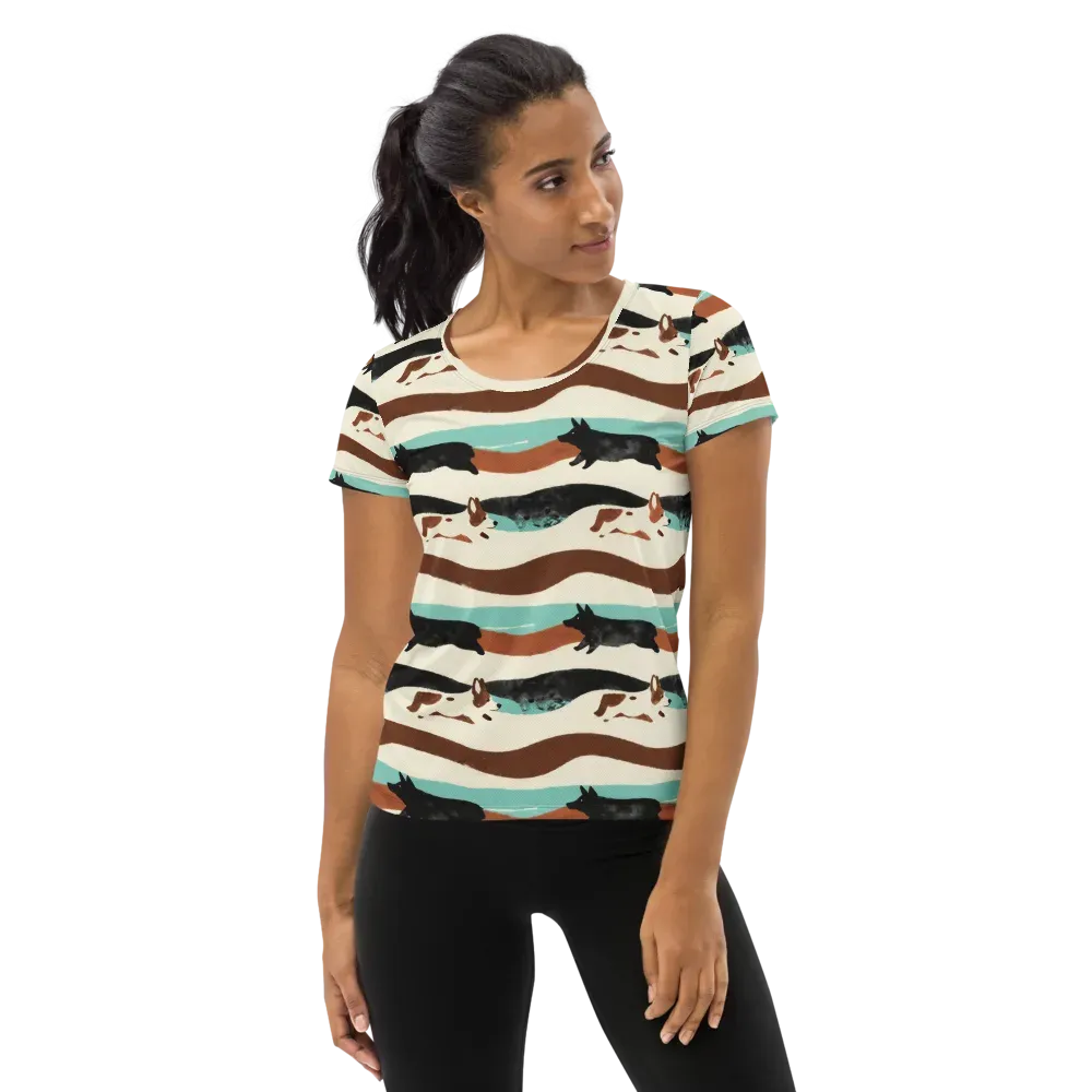 Canine Current on Women's Athletic T-Shirt — Front