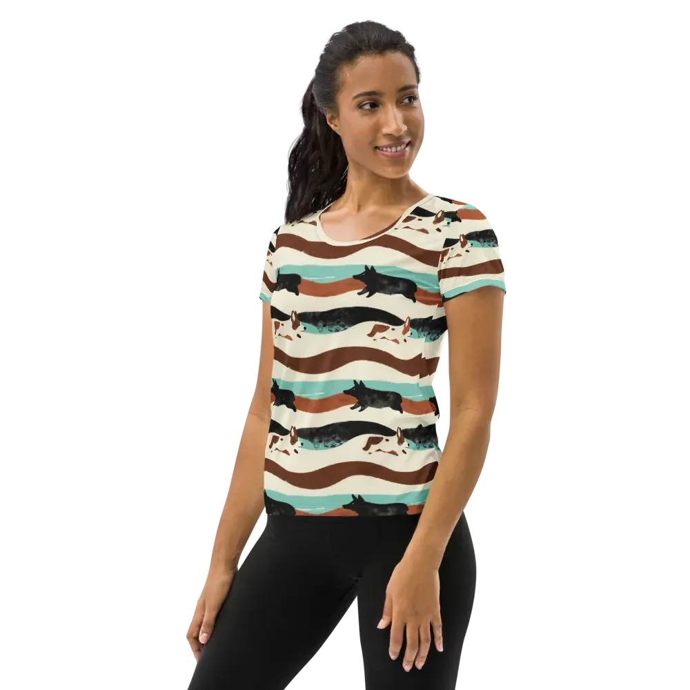 Canine Current on Women's Athletic T-Shirt — Left