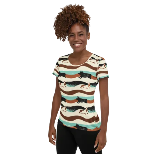 Canine Current on a Women's Athletic T-Shirt