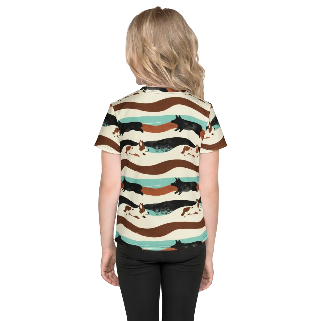 Canine Current on Kids Crew Neck T-Shirt — Back