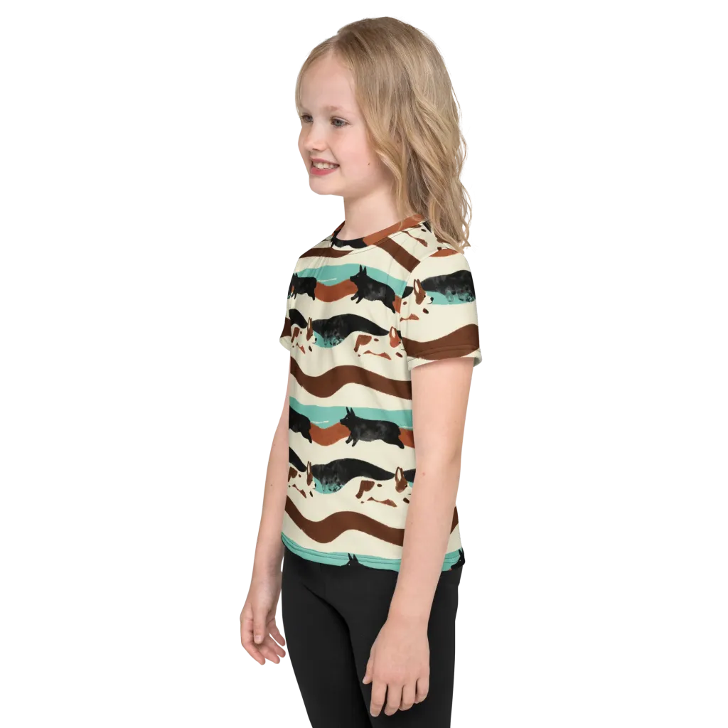 Canine Current on Kids Crew Neck T-Shirt — Left