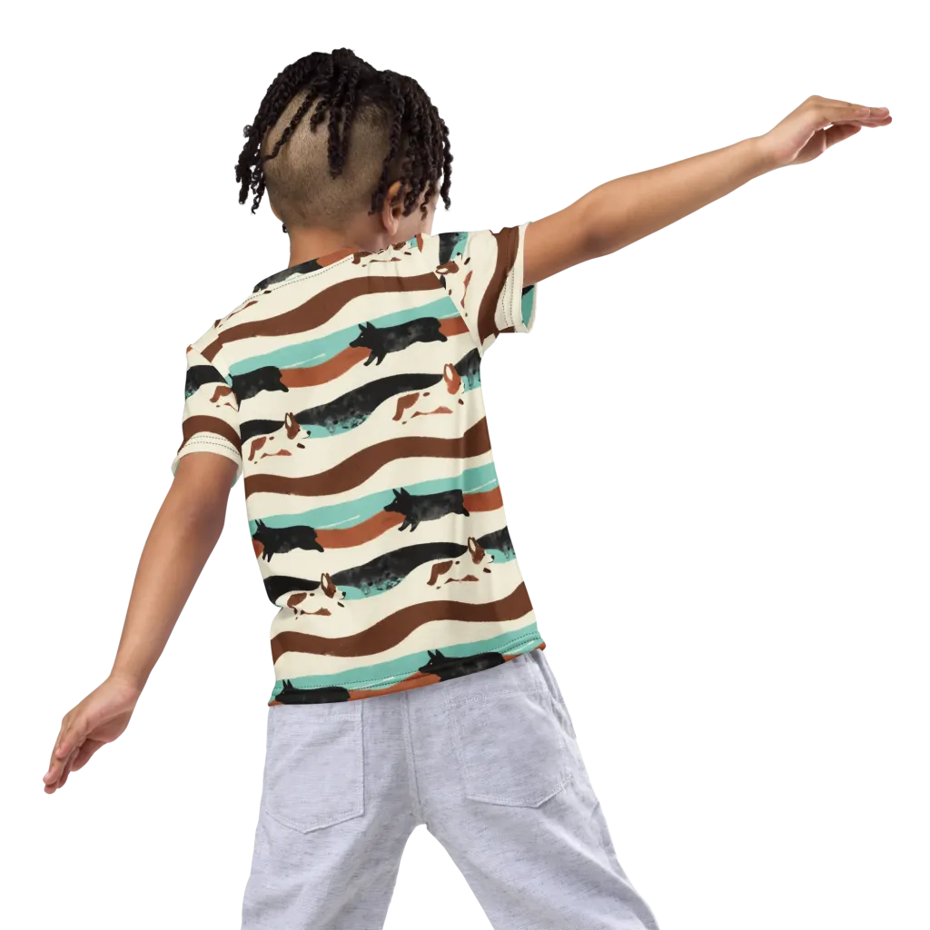 Canine Current on Kids Crew Neck T-Shirt — Back