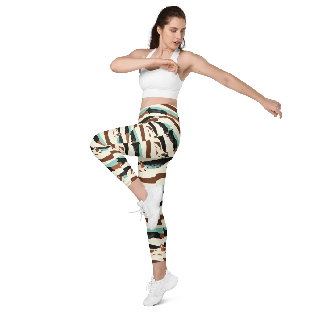 Canine Current on Leggings with Pockets — Left Front