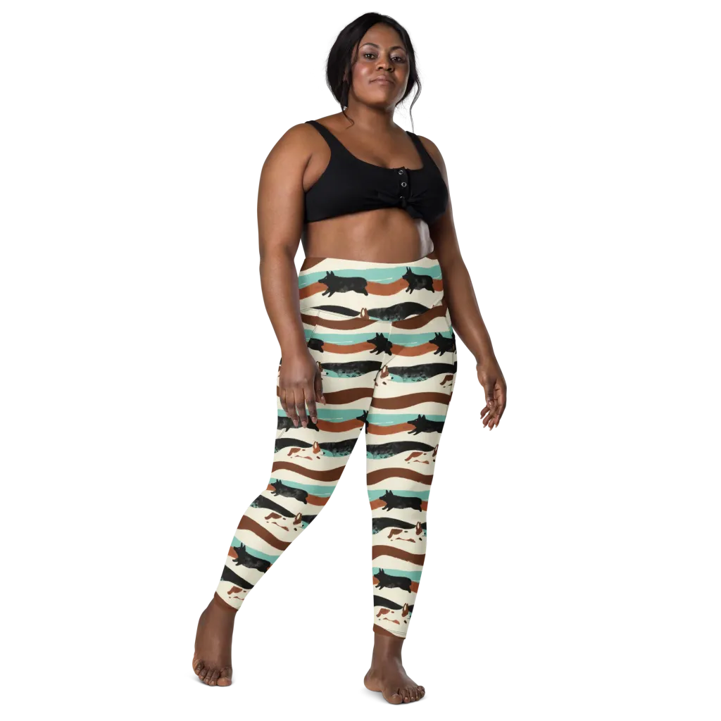 Canine Current on Leggings with Pockets — Front