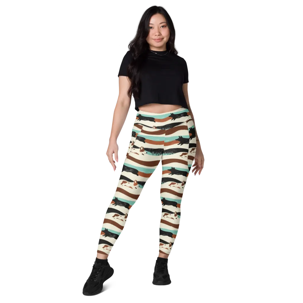 Canine Current on Leggings with Pockets — Front