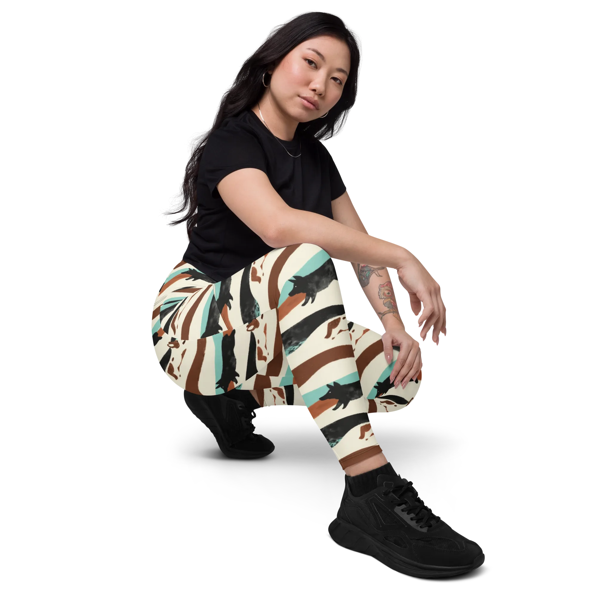 Canine Current on Leggings with Pockets — Right Front