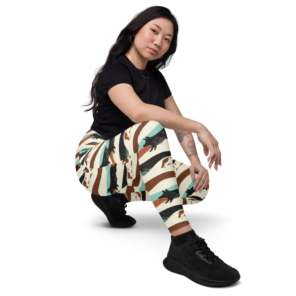 Canine Current on Leggings with Pockets — Right Front